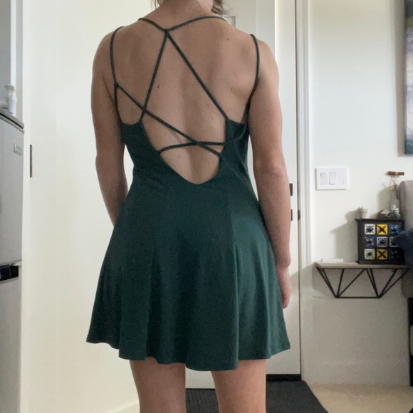 Emerald Green Strappy Back Skater Minidress size Small - Picture 6 of 8